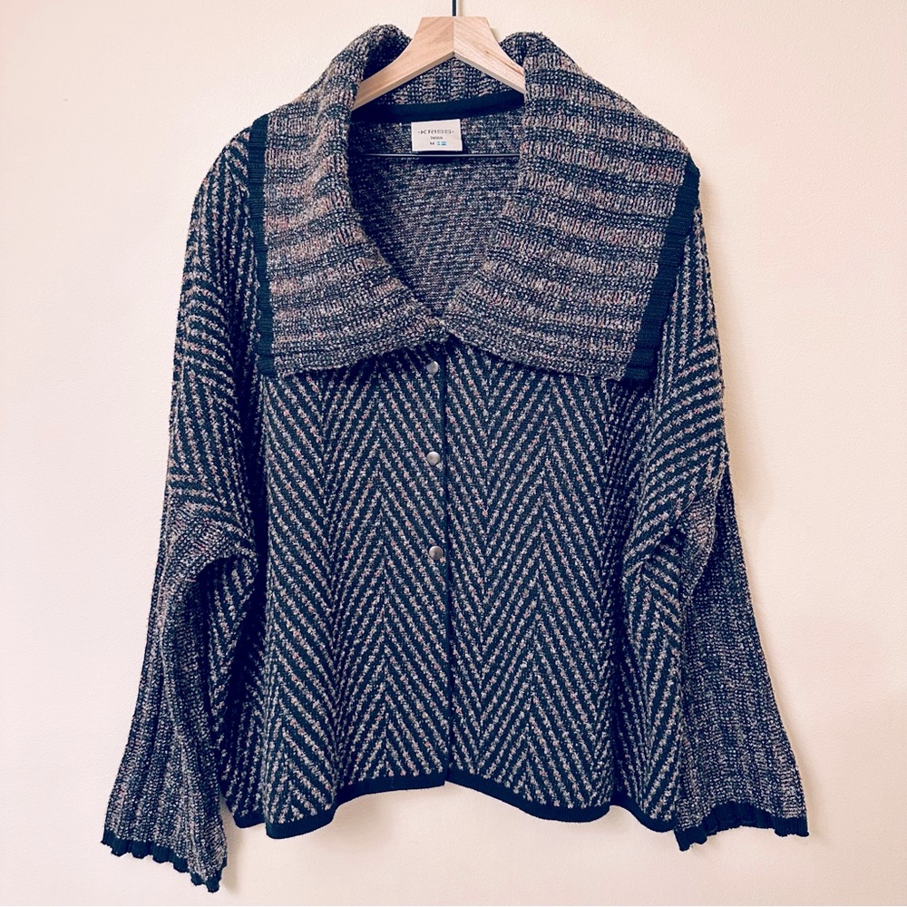 Kriss Sweden Cardigan Sweater Oversized Marled Size M